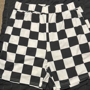 Checkered Black and White Shorts